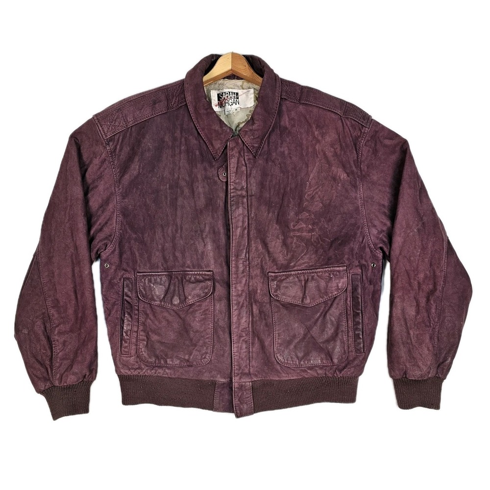 Vtg 80s Burgundy Suede Bomber Jacket Adult  M Oversized Downtown NYC Unisex